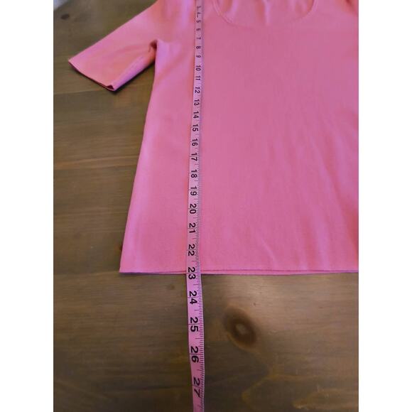 Talbots Half Sleeve Knit Top Women's Sz S Pink Scalloped Neck Base Layer Popover - Picture 6 of 12